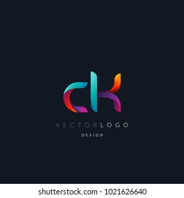 Letters CK, C&K logo, multi colour letters icon vector template.