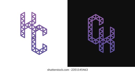 Letters CK and CK Polygon Logo Set, suitable for business related to polygon with CK and KC initials.
