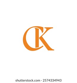 letters ck simple linked font logo vector 