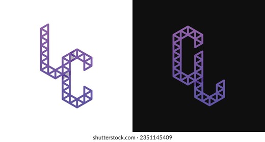 Letras CL y CL Polygon Logo Set, aptas para negocios relacionados con polígonos con iniciales CL y LC.