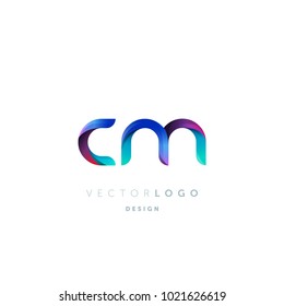 Letters CM, C&M logo, multi colour letters icon vector template.