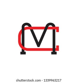 letters cm simple linked line logo vector