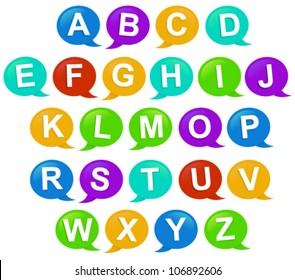 letters in colorful chat bubbles