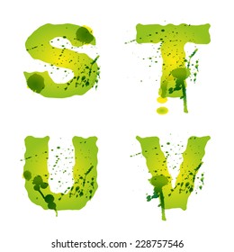 Letters of colors and splashes, vector