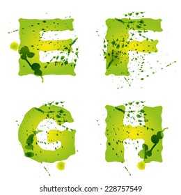 Letters of colors and splashes, vector