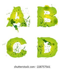 Letters of colors and splashes, vector