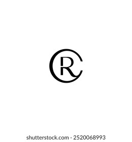 Letters CR In Circle Logo, for business with CR or RC initials luxury, elegant