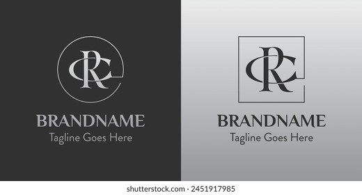 Letters CR In Circle and Square Logo Set, for business with CR or RC initials