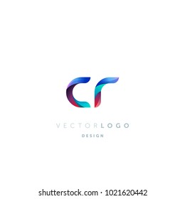 Letters CR, C&R logo, multi colour letters icon vector template.


