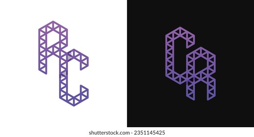 Letters CR and CR Polygon Logo Set, suitable for business related to polygon with CR and RC initials.