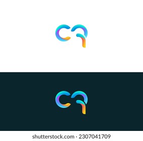 Letters CR, RC joint logo icon vector element. 3D colorful CR, RC Logo.