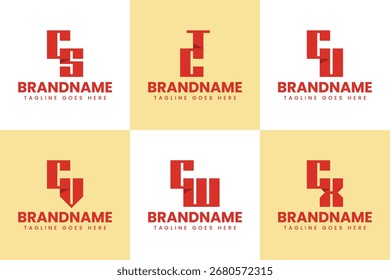 Letras CS CT CU CV CW CX Logo Monogram Set, para iniciais SC TC UC VC WC XC
