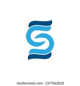 letters cs linked curves wavy logo vector
