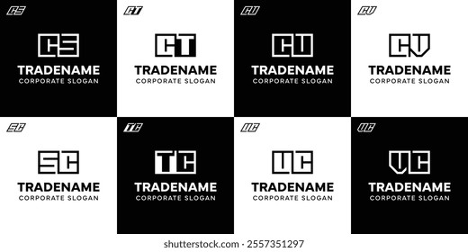 Letters CS SC CT TC CU UC CV VC Square and Dynamic Logo Set