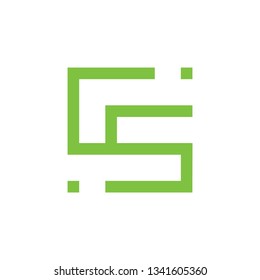 letters cs simple geometric line logo vector