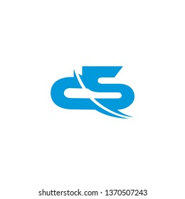 letters cs swoosh slice design geometric logo vector