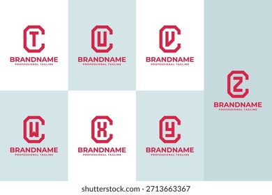 Letras CT CU CV CX CY CZ Monograma Conjunto de logotipos, ótimo para TC UC VC WC XC YC ZC Iniciais