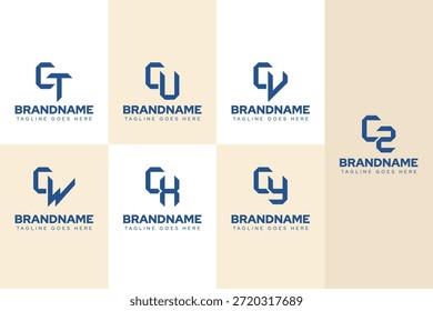 Letras CT CU CV CW CX CY CZ Logo Monogram Set, para TC UC VC WC XC YC ZC iniciales