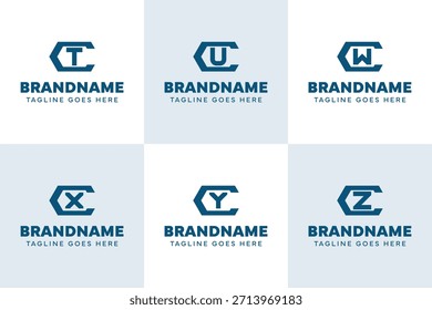 Letras CT CU CW CX CY CZ Hexágono Monograma Conjunto de logotipos, para TC UC WC XC YC ZC iniciais