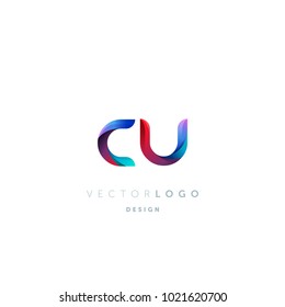 Letters CU, C&U logo, multi colour letters icon vector template.


