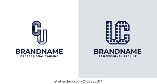 Letters CU and UC Dot Monogram Logo, Suitable for business with CU or UC initials