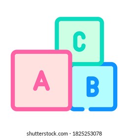 letters cubes color icon vector. letters cubes sign. isolated symbol illustration