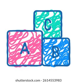 letters cubes doodle icon sketch vector. letters cubes sign. isolated symbol illustration