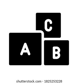letters cubes glyph icon vector. letters cubes sign. isolated contour symbol black illustration