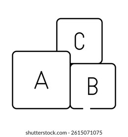 letters cubes line icon vector. letters cubes sign. isolated contour symbol black illustration
