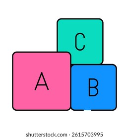 letters cubes line icon vector. letters cubes sign. isolated symbol illustration