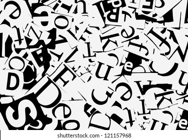 letters cut from newspaper, background
