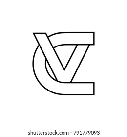 letters cv linked lines logo vector