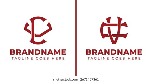 Letras CV e logotipo do monograma VC, adequado para negócios com iniciais VC ou CV
