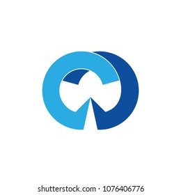 letters cw abstract circle design logo  