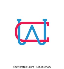 letters cw simple linked line logo vector