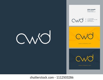 Letters CWD logo icon with business card vector template.
