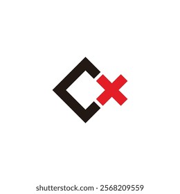 letters cx cross x simple squares geometric logo vector 