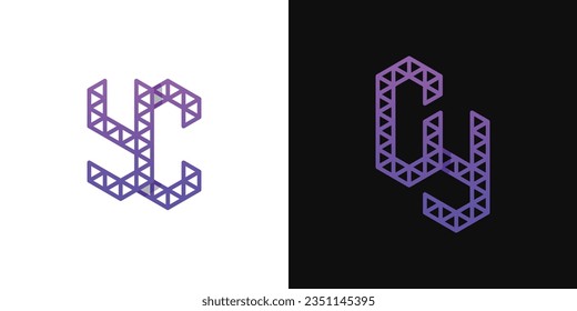 Letters CY and CY Polygon Logo Set, suitable for business related to polygon with CY and YC initials.