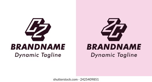 Letters CZ and ZC 3D Monogram Logo, Suitable for business with CZ or ZC initials