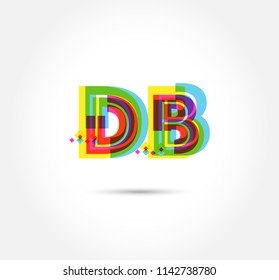 Letters D B logo, multi colour letters icon vector template.
