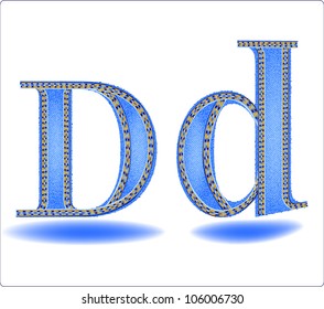 Letters D big and small in a jeans structure with a double line.