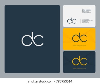 Letters D C, D&C joint logo icon with business card vector template.