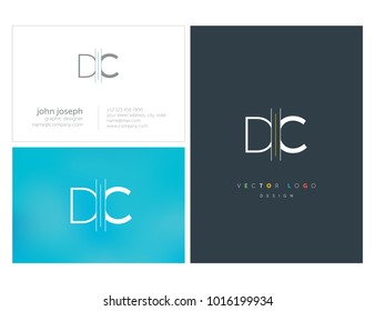 Letters D C, D & C joint logo icon with business card vector template.
