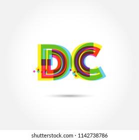 Letters D C logo, multi colour letters icon vector template.
