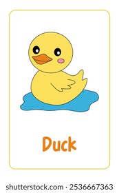 Letters D is for Duck. Animal Flashcard printable learn letters Alphabet abc english for kids education and game activity. Kindergarten and preschool worksheets printable for kids.