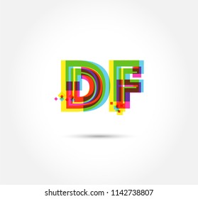 Letters D F logo, multi colour letters icon vector template.
