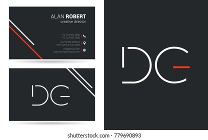 Letters D G Stroke Logo icon with Business Card Template Vector.