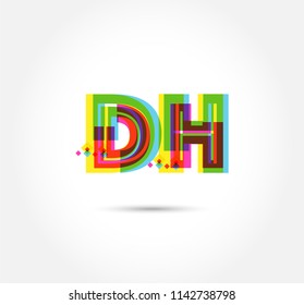 Letters D H logo, multi colour letters icon vector template.
