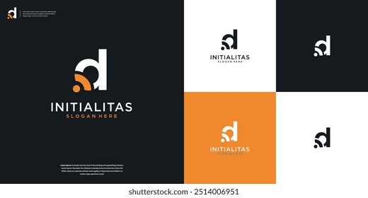 Letras D con inspiración de diseño de logotipo minimalista humano