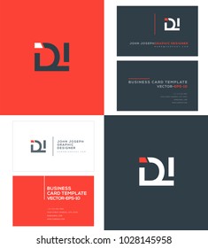 Letters D I, D & I joint logo icon with business card vector template.
